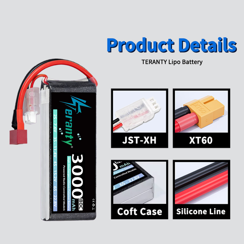 TERANTY 2S 3000mAhリポバッテリー 7.4V - Drone Battery Connector のレビューと価格