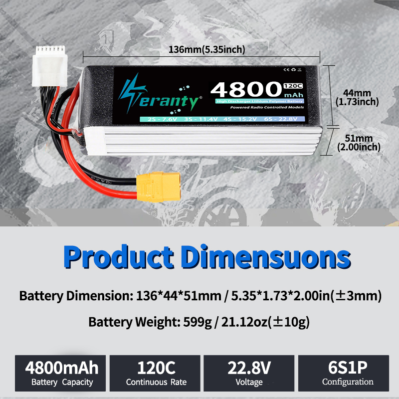 TERANTY 6S 4800mAh リポバッテリー 22. - Drone Battery Connector のレビューと価格